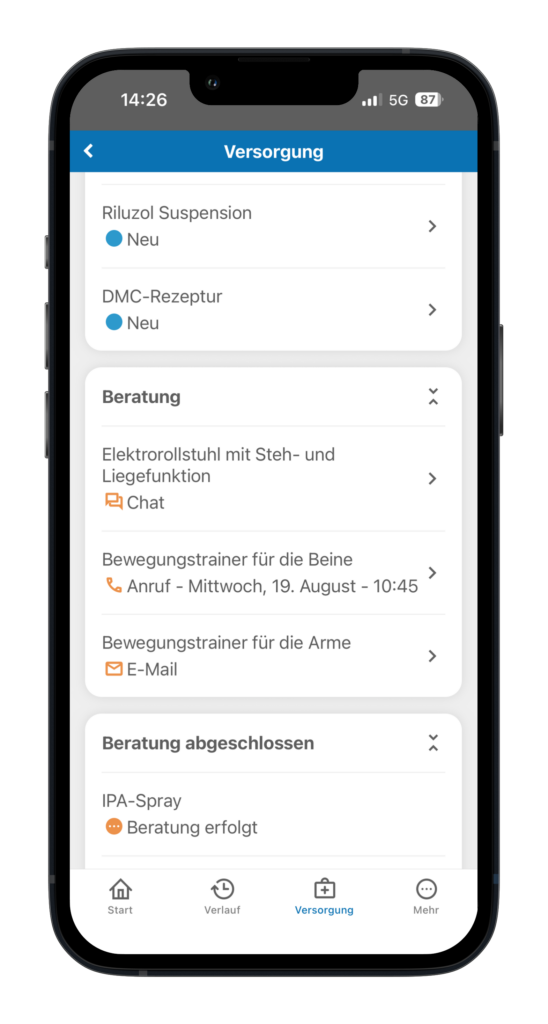 ALS App Beratung zu Versorgungsempfehlungen