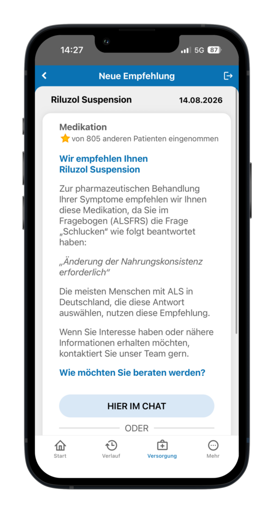 ALS App Versorgungsempfehlung Erklärung