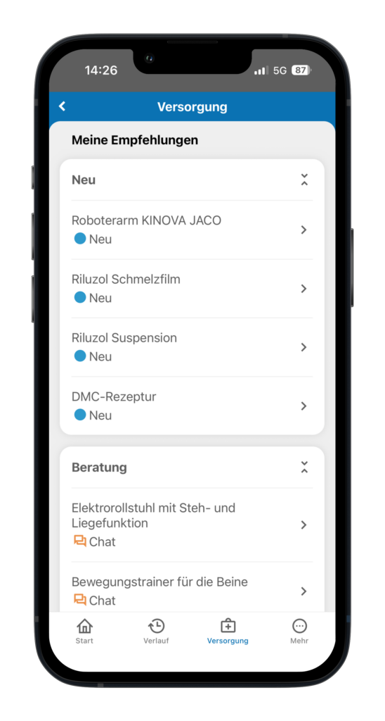 ALS App Neue Versorgungsempfehlungen
