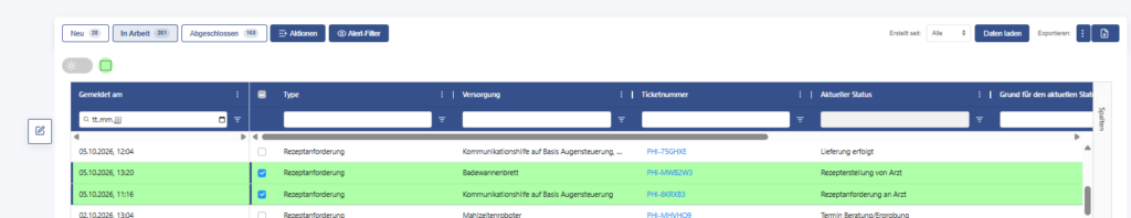 Mehrer Versorgungsprozesse gleichzeitig bearbeiten